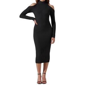ASTR the label dress cold shoulder mock neck midi sweater dress Medium M NEW